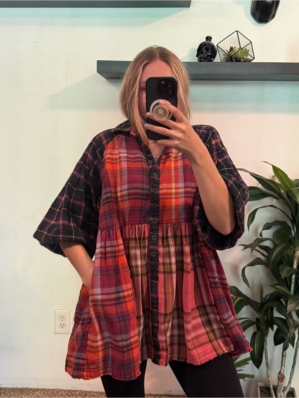 Free People Moon Bay Plaid Top